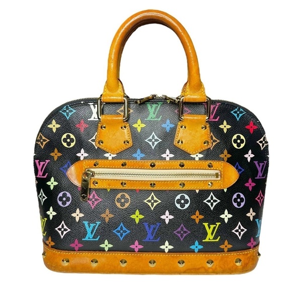 Authentic Louis Vuitton Black Multicolor Murakami Rainbow Alma PM Leather Bag - Picture 2 of 15
